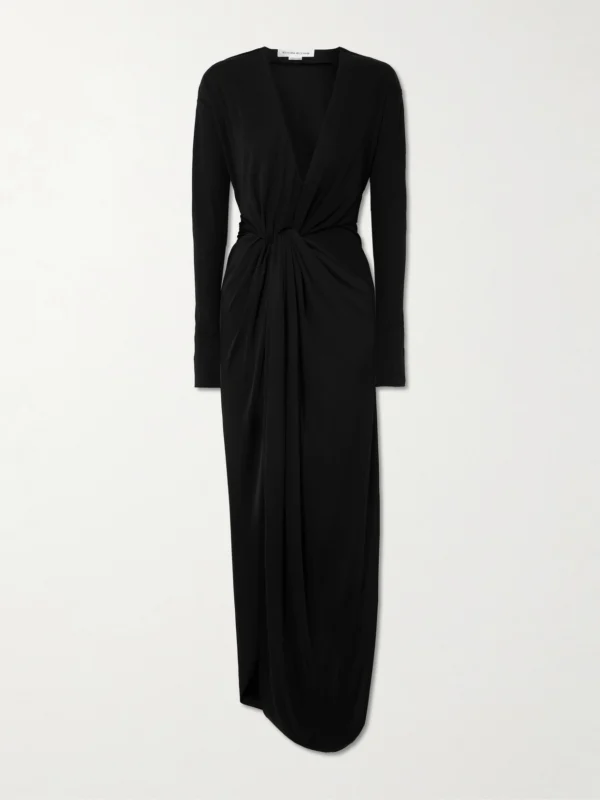 Victoria Beckham Knotted Draped Jersey Midi Dress