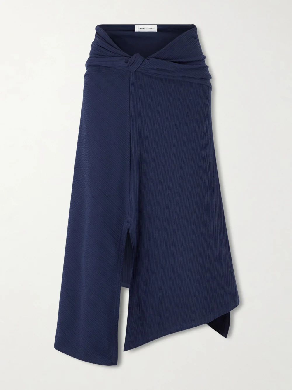 Victoria Beckham Knotted Stretch Organic Cotton-crepon Midi Skirt in navy