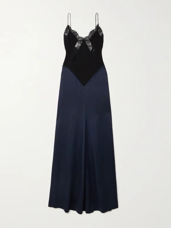 Victoria Beckham Lace-trimmed Crepe and Satin-crepe Gown