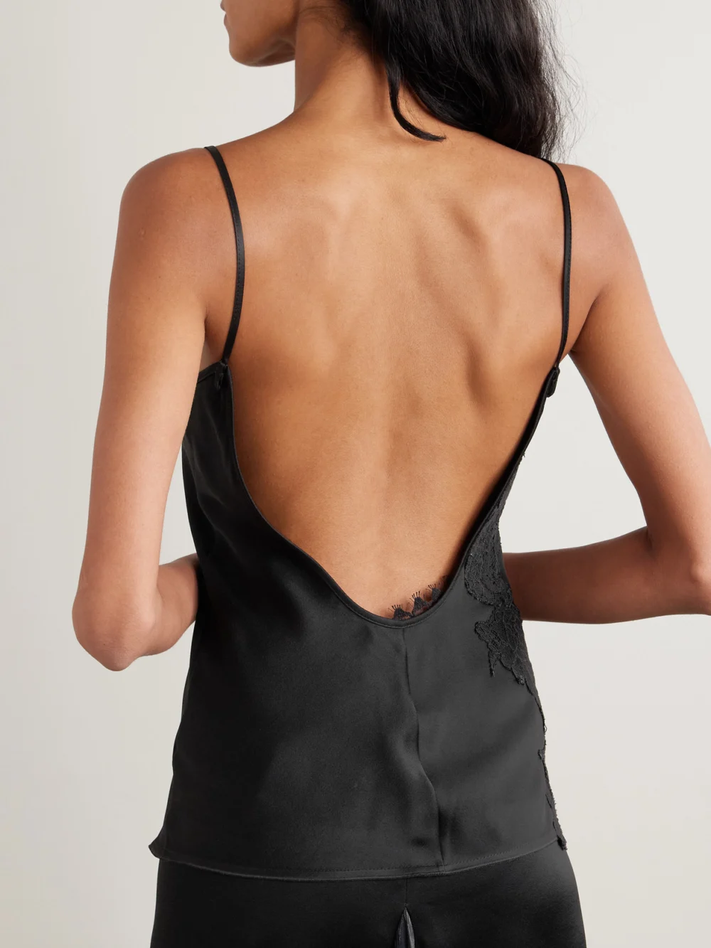 Back view of the Victoria Beckham Lace-trimmed Satin-crepe Camisole