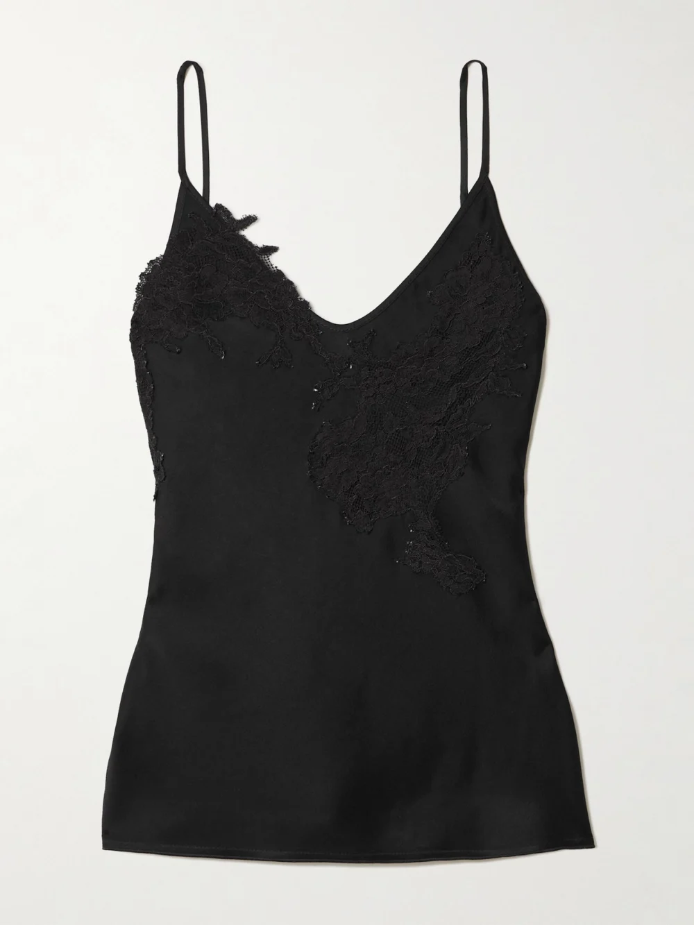 Victoria Beckham Lace-trimmed Satin-crepe Camisole in black