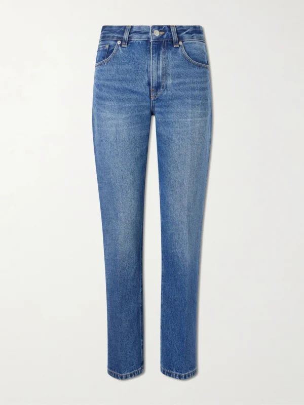 Victoria Beckham Leather-trimmed Low-waist Flared Jeans