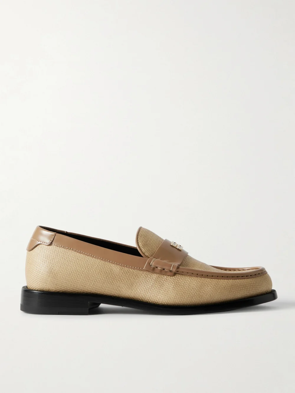 Victoria Beckham Leather-trimmed Raffia Loafers in beige