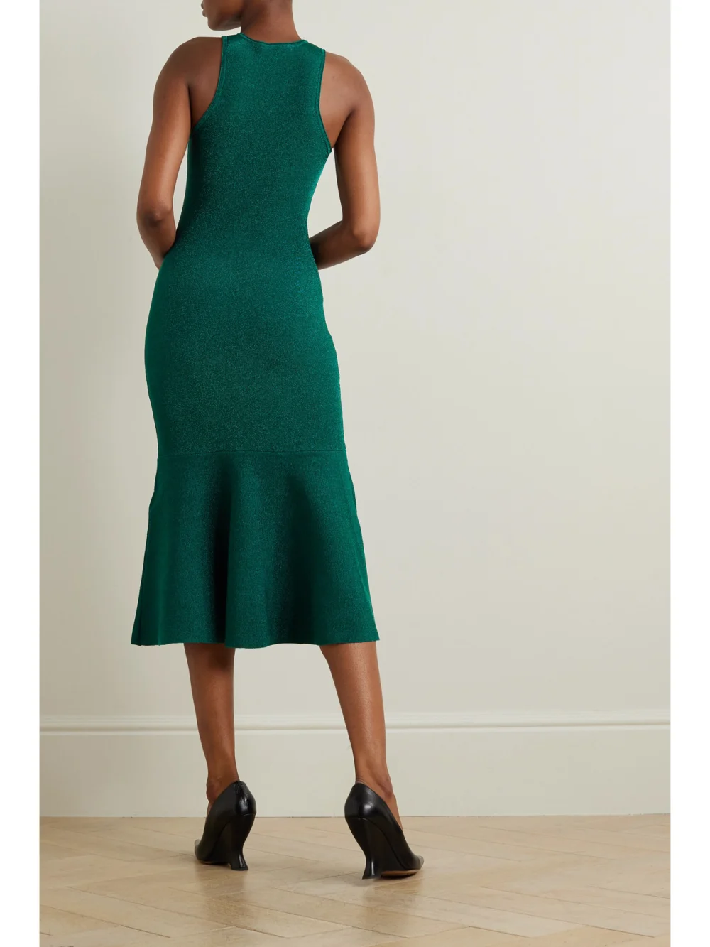 Back view of the Victoria Beckham Lurex Midi Dress