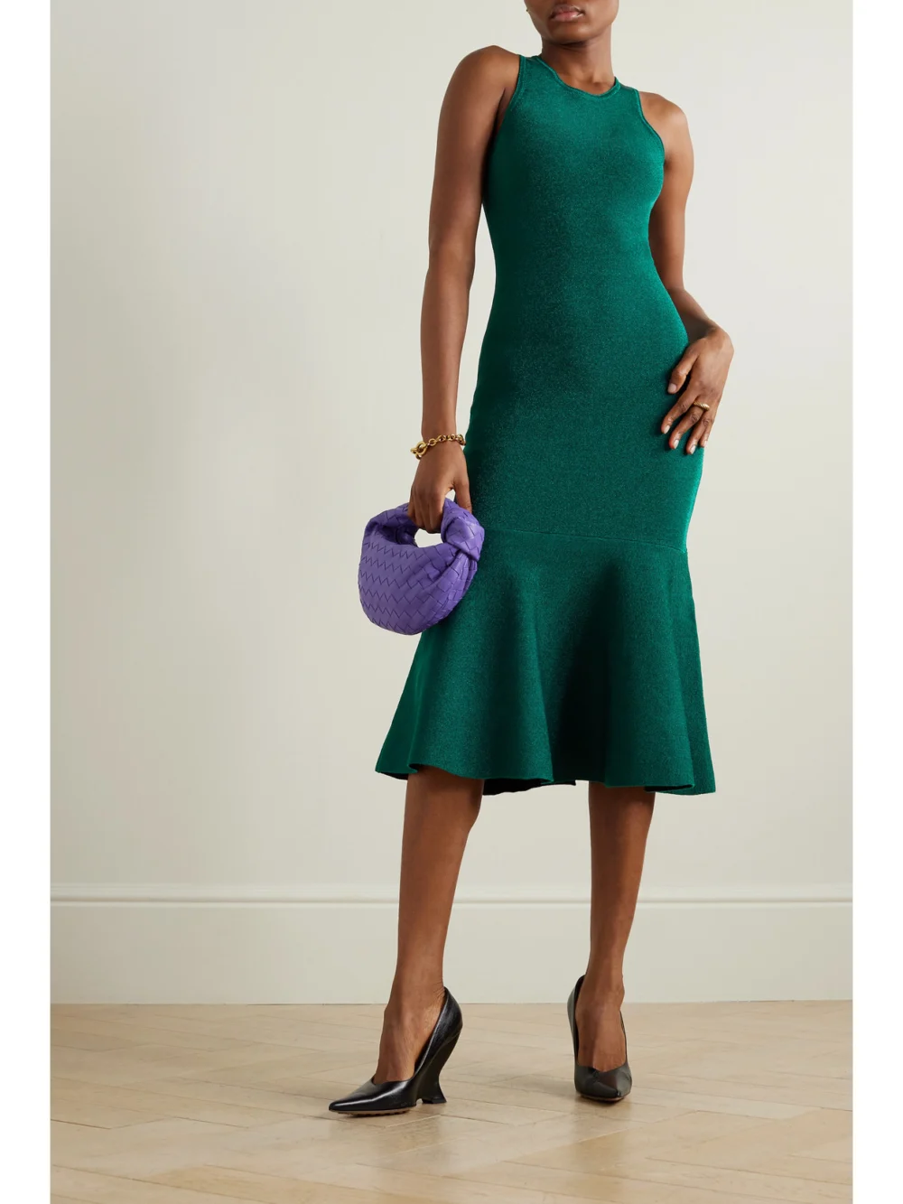 Victoria Beckham Lurex Midi Dress, worn by a model