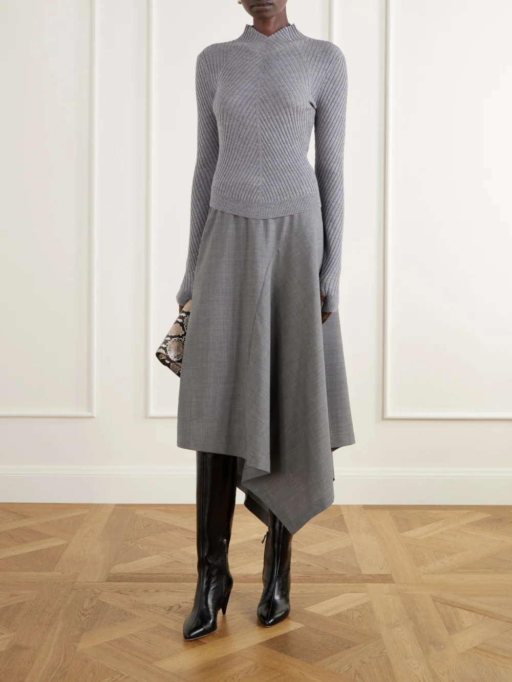 Victoria Beckham Maverick 80 Leather Knee Boots, styled view
