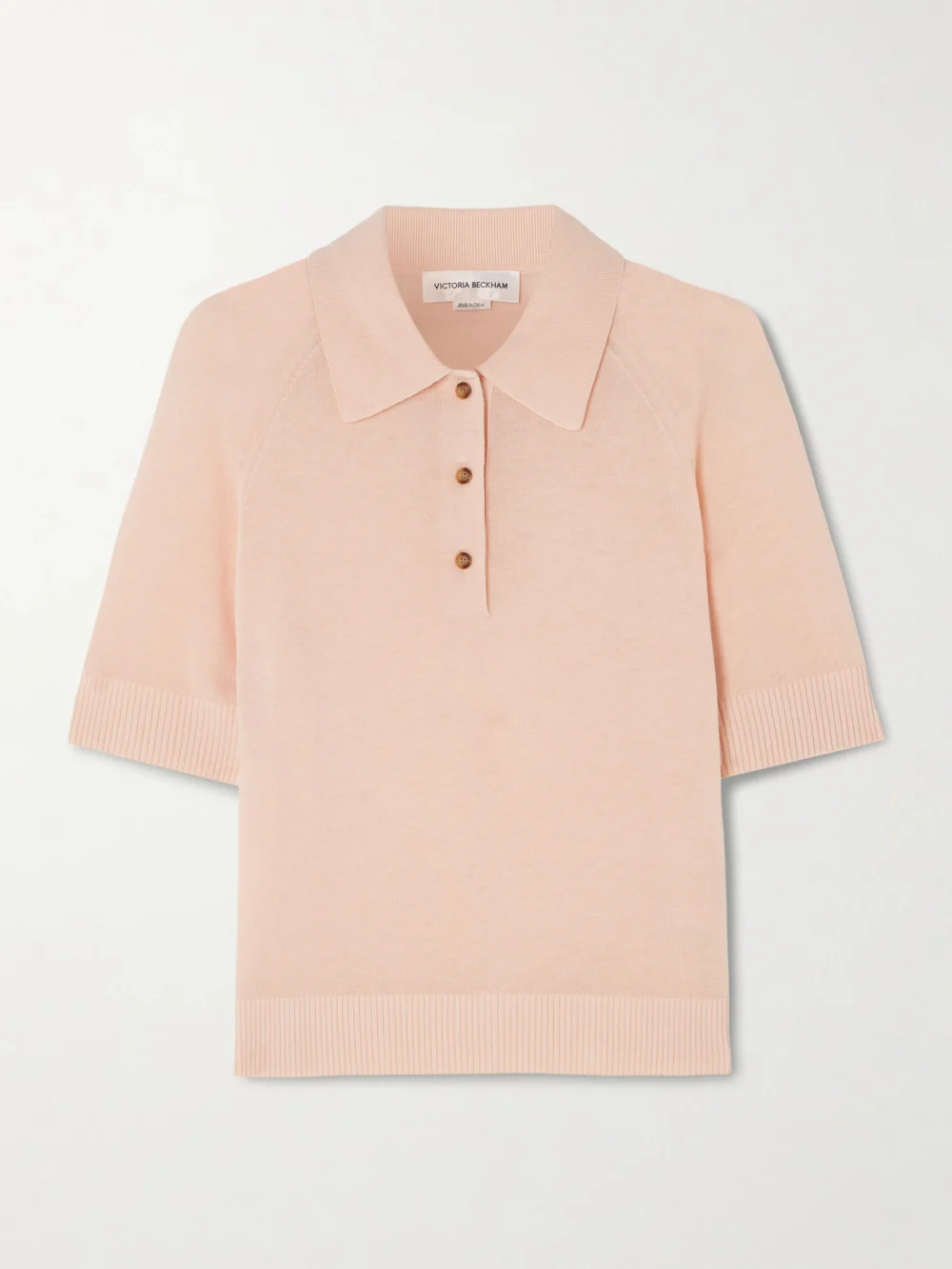 Victoria Beckham Merino Wool Polo Shirt in baby pink