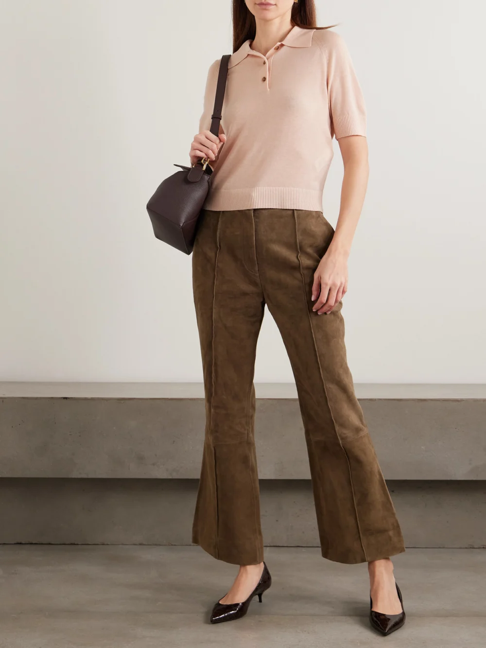 Victoria Beckham Merino Wool Polo Shirt, worn by a model