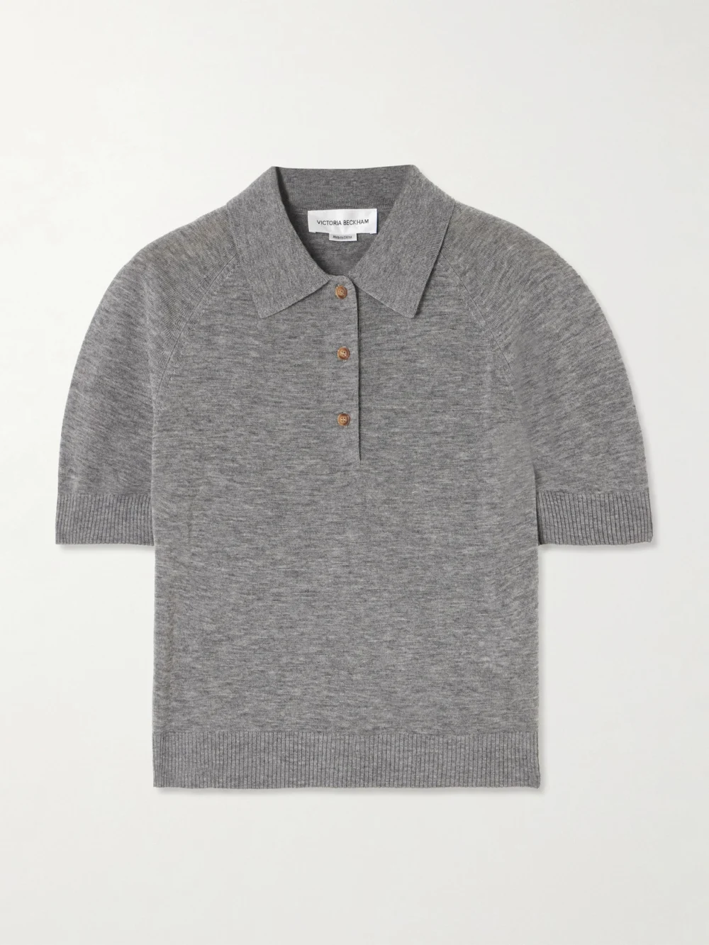Victoria Beckham Merino Wool Polo Shirt in gray