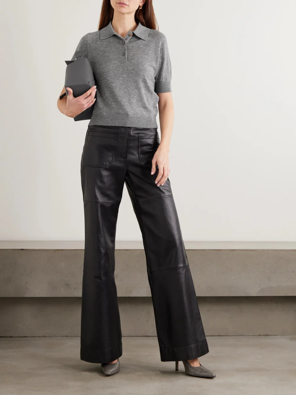Victoria Beckham Merino Wool Polo Shirt, worn by a model