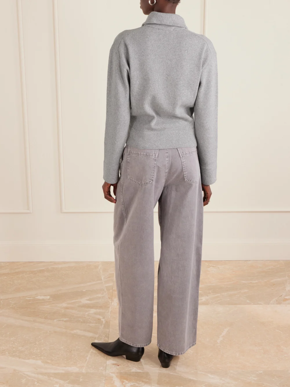 Back view of the Victoria Beckham Milano Merino Wool and Cashmere-blend Half-zip Sweater