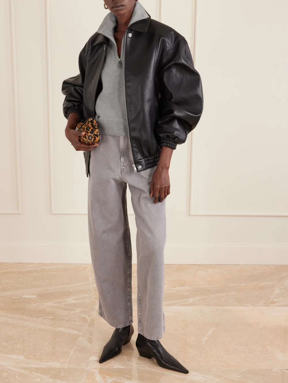 Victoria Beckham Milano Merino Wool and Cashmere-blend Half-zip Sweater, worn by a model