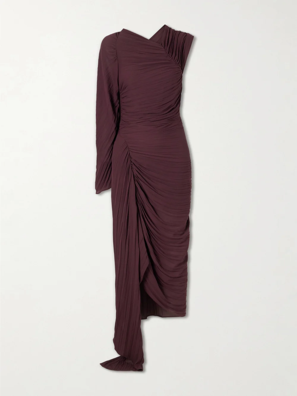Victoria Beckham Off-the-shoulder Plissé Midi Dress in burgundy