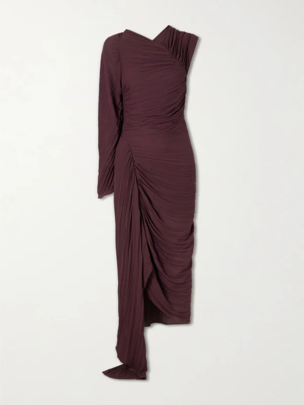 Victoria Beckham Off-the-shoulder Plissé Midi Dress