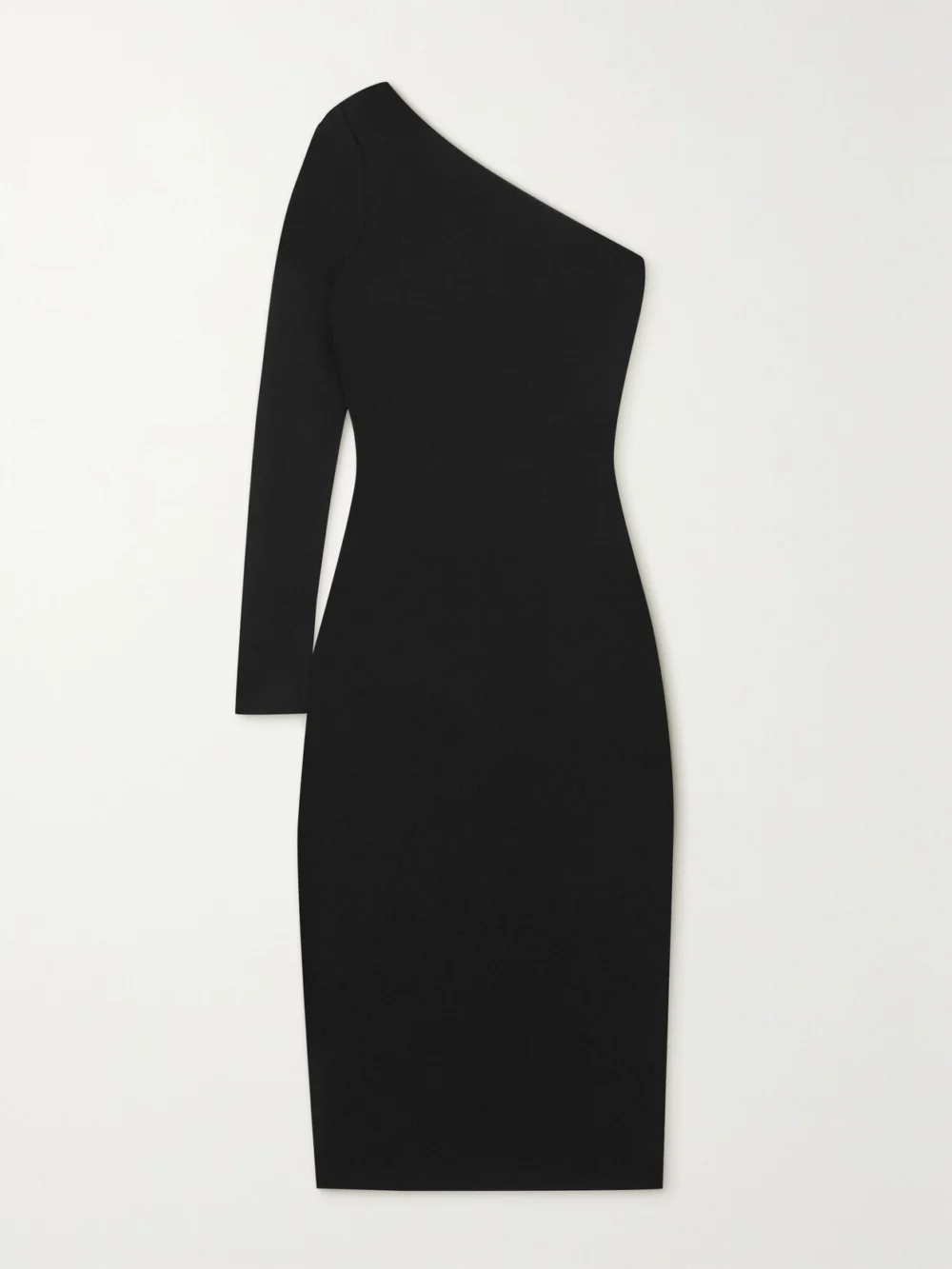 Victoria Beckham One-shoulder Stretch-knit Midi Dress in black