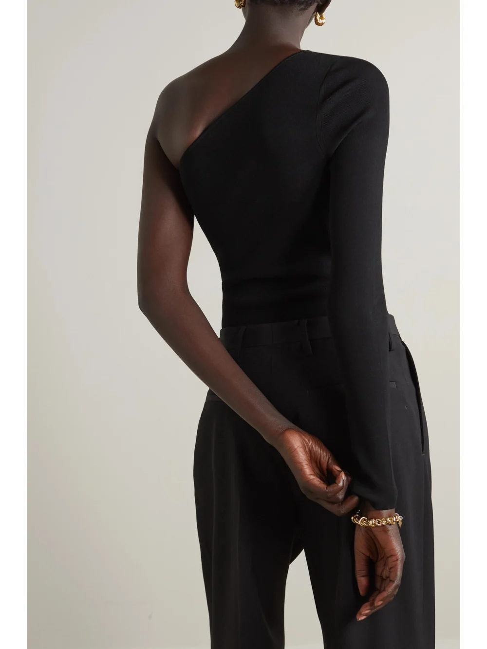 Back view of the Victoria Beckham One-shoulder Stretch-knit Top