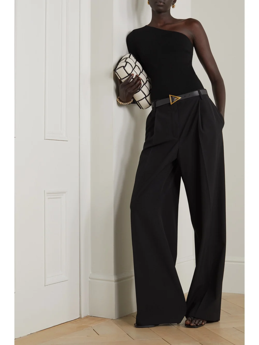 Victoria Beckham One-shoulder Stretch-knit Top, worn by a model