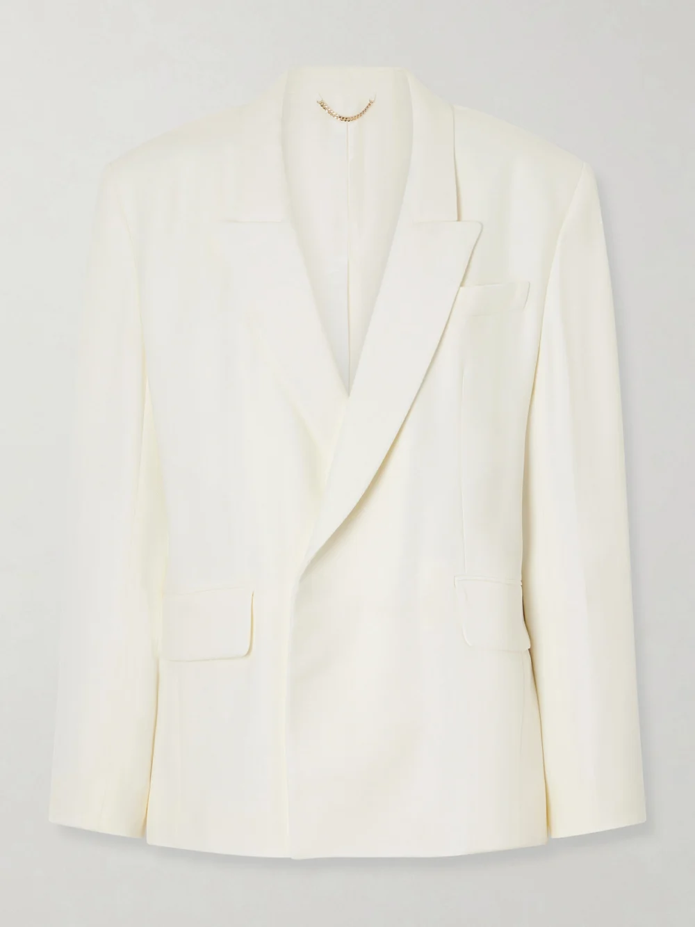 Victoria Beckham Oversized Double-breasted Crepe Blazer in ivory