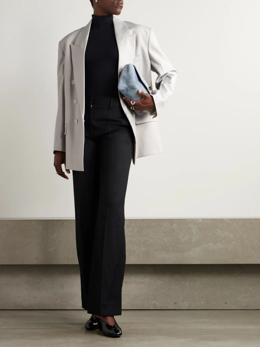 Victoria Beckham Oversized Double-breasted Twill Blazer, worn by a model