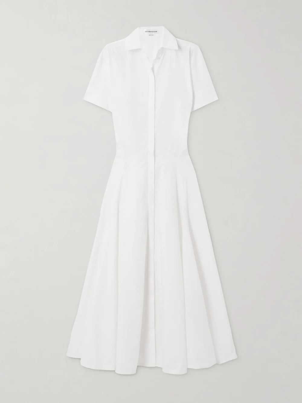 Victoria Beckham Paneled Cotton-poplin Midi Shirt Dress in white