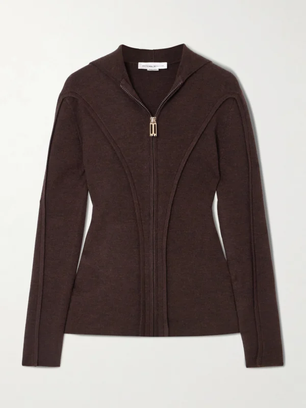 Victoria Beckham Paneled Merino Wool-blend Hoodie