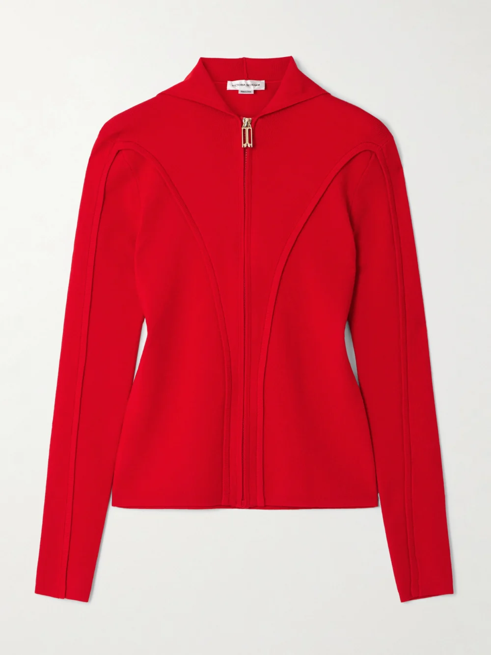 Victoria Beckham Paneled Merino Wool-blend Hoodie in red