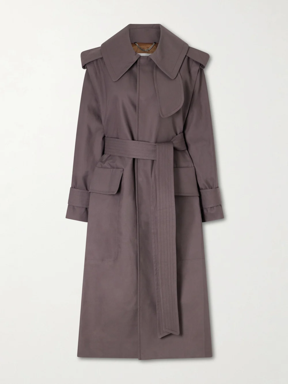 Victoria Beckham Philippa Belted Cotton Trench Coat in taupe
