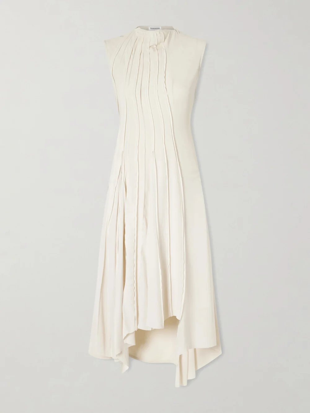 Victoria Beckham Pleated Cady Midi Dress in cream