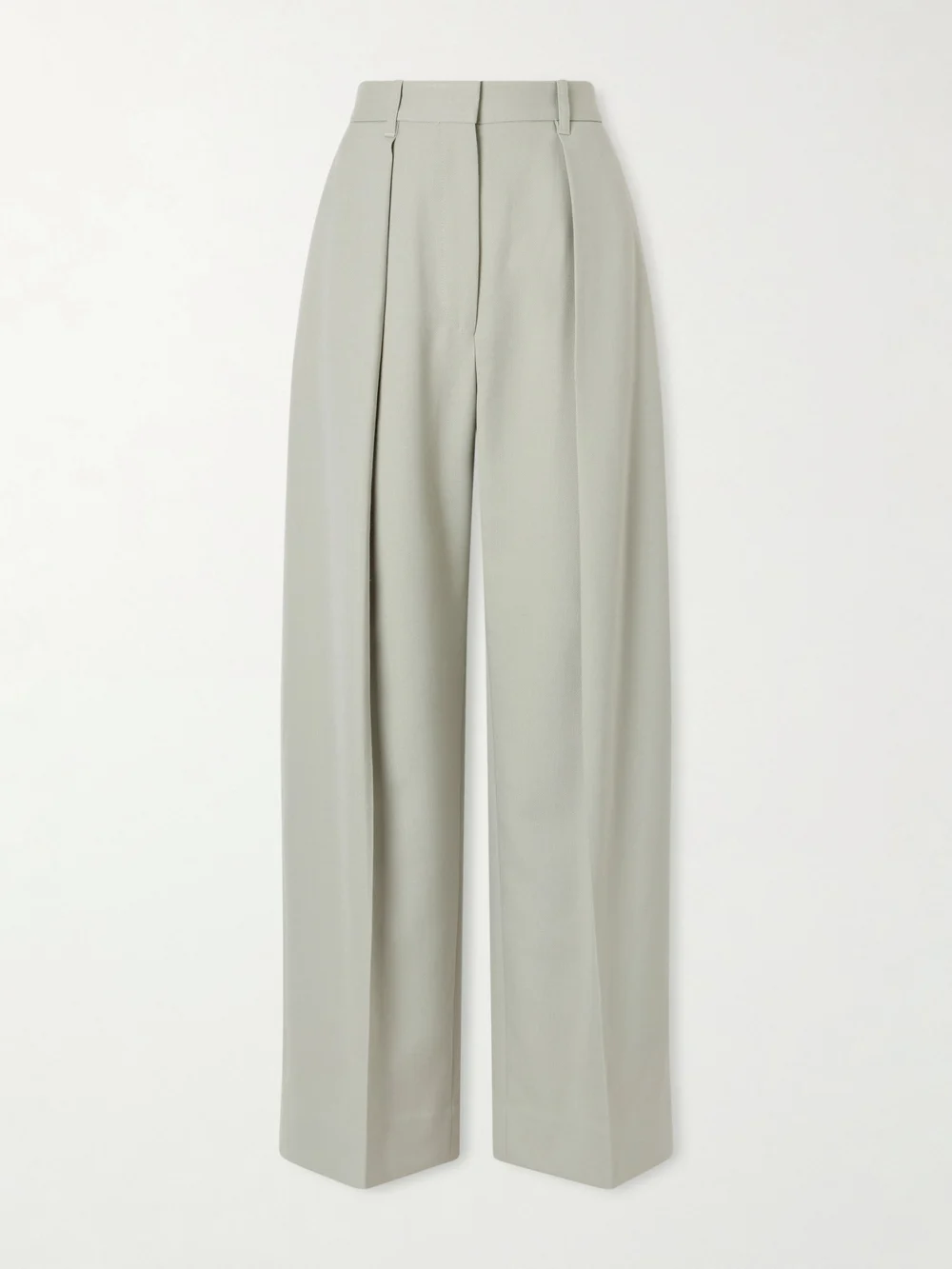Victoria Beckham Pleated Grain De Poudre Wide-leg Pants in sage green