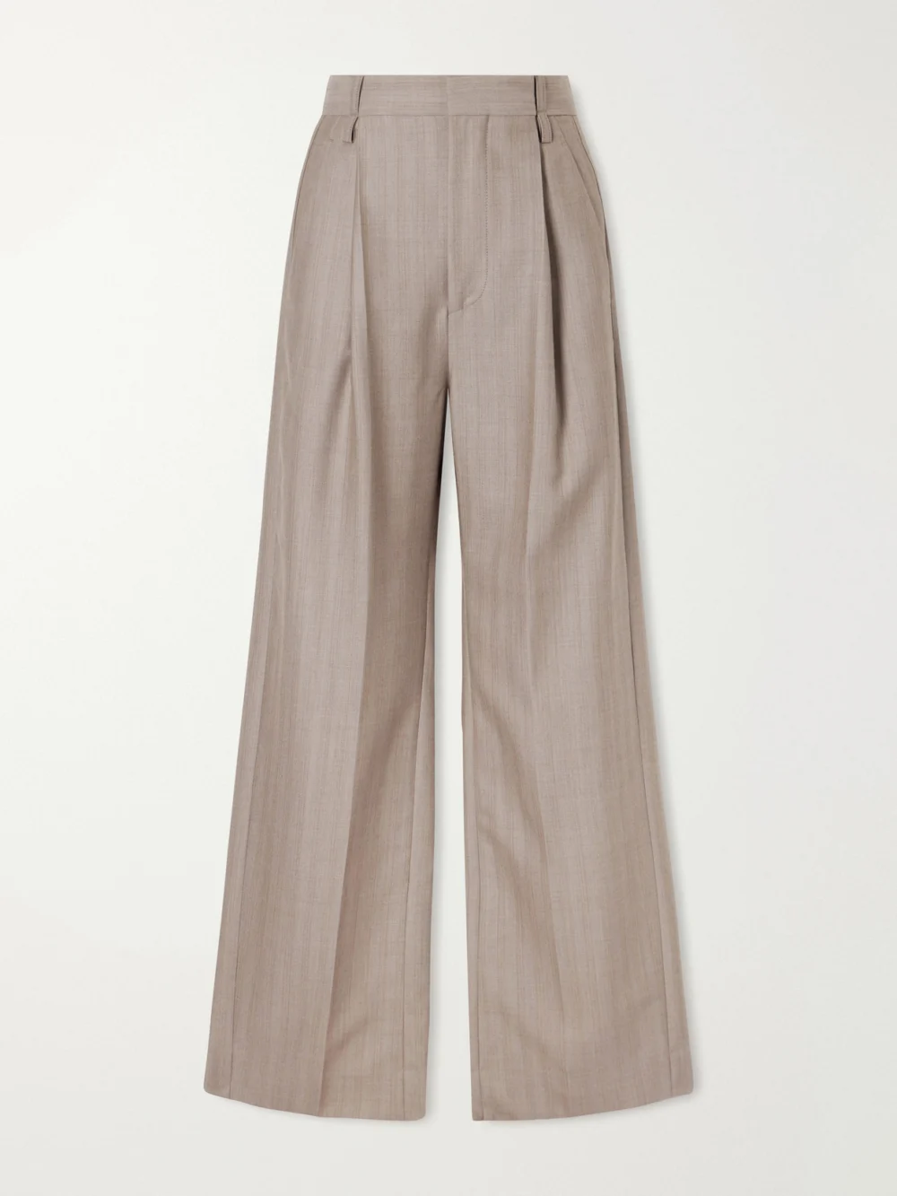 Victoria Beckham Pleated Wool Wide-leg Pants in stone