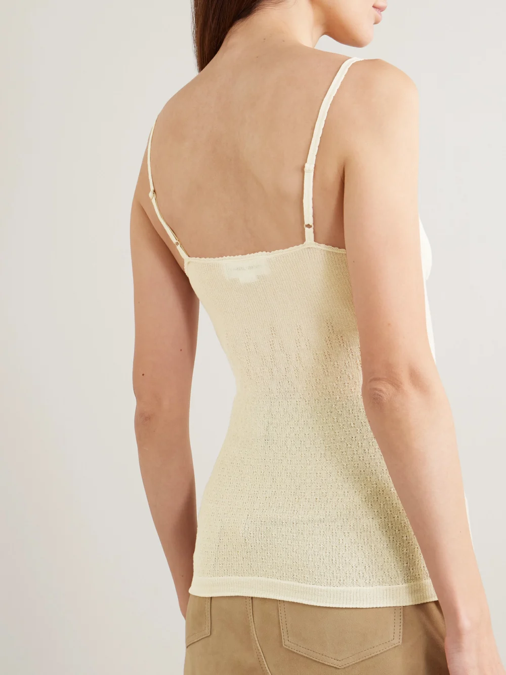 Back view of the Victoria Beckham Pointelle-knit Cotton-blend Camisole