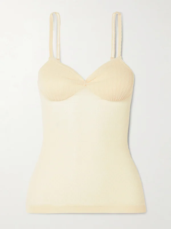 Victoria Beckham Pointelle-knit Cotton-blend Camisole