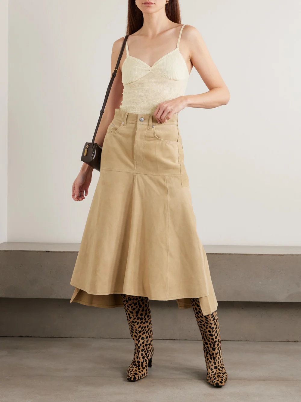 Victoria Beckham Pointelle-knit Cotton-blend Camisole, worn by a model