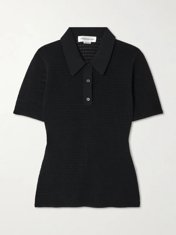Victoria Beckham Pointelle-knit Polo Shirt