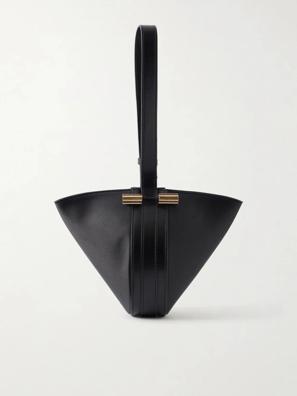 Victoria Beckham Portofina Dia Leather-trimmed Satin Clutch in black