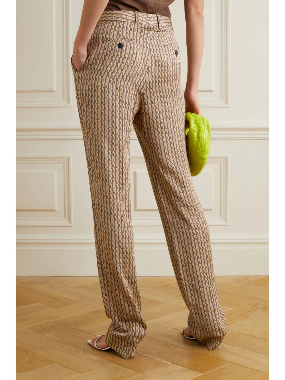 Back view of the Victoria Beckham Printed Twill Straight-leg Pants