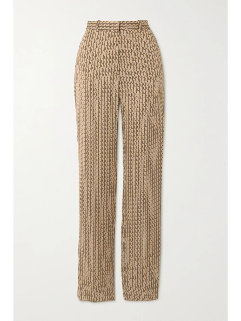 Victoria Beckham Printed Twill Straight-leg Pants in camel