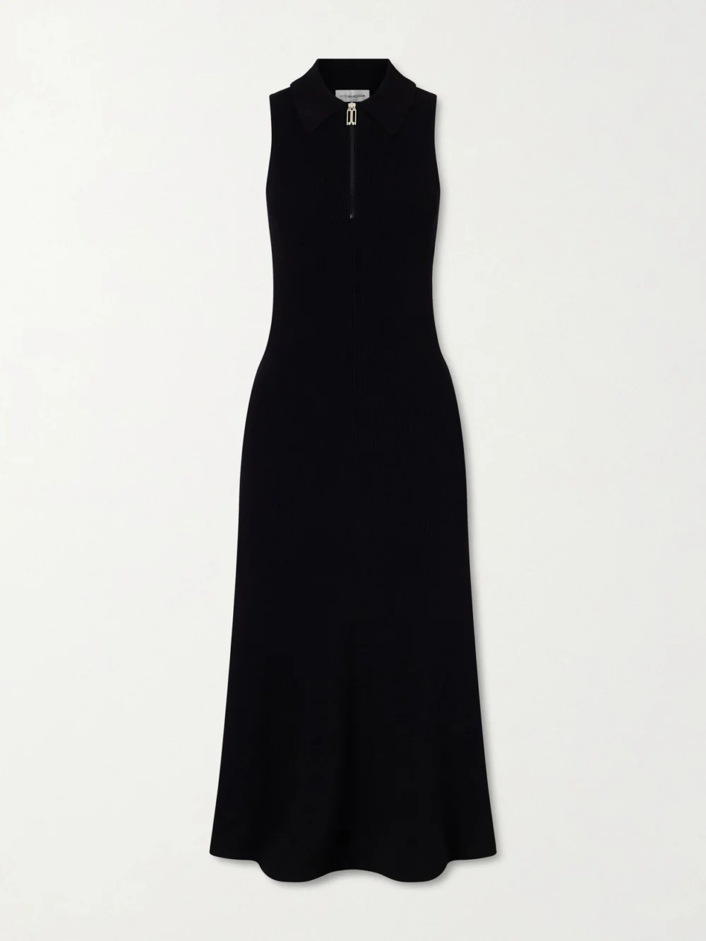 Victoria Beckham Ribbed-knit Midi Dress in black