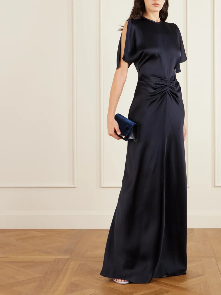 Victoria Beckham Ruched Satin Maxi Dress