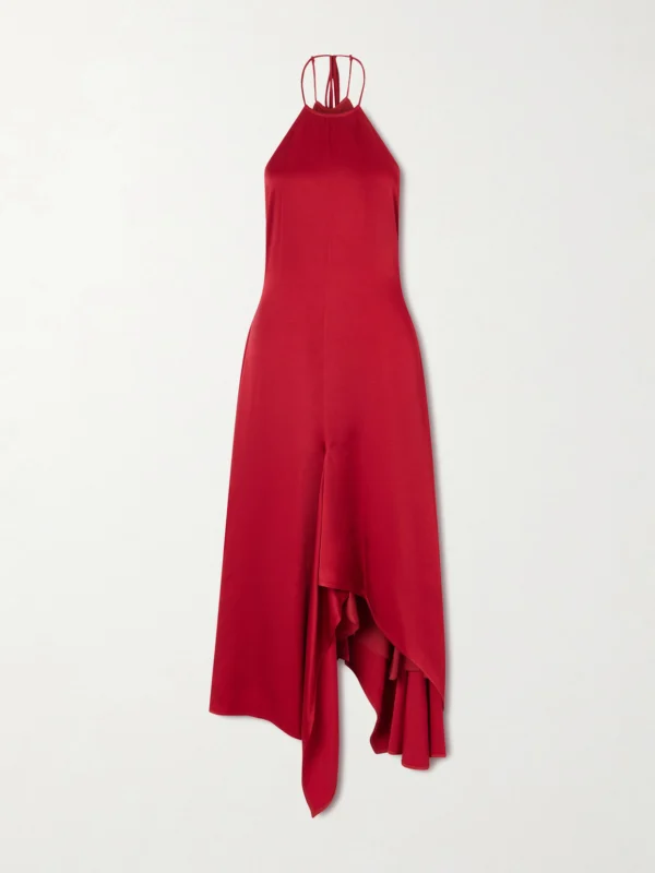 Victoria Beckham Satin Halterneck Midi Dress