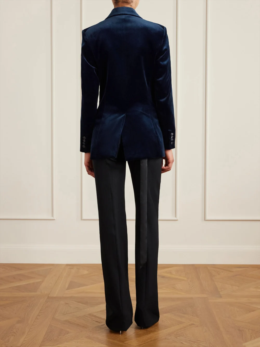 Back view of the Victoria Beckham Satin-trimmed Velvet Blazer