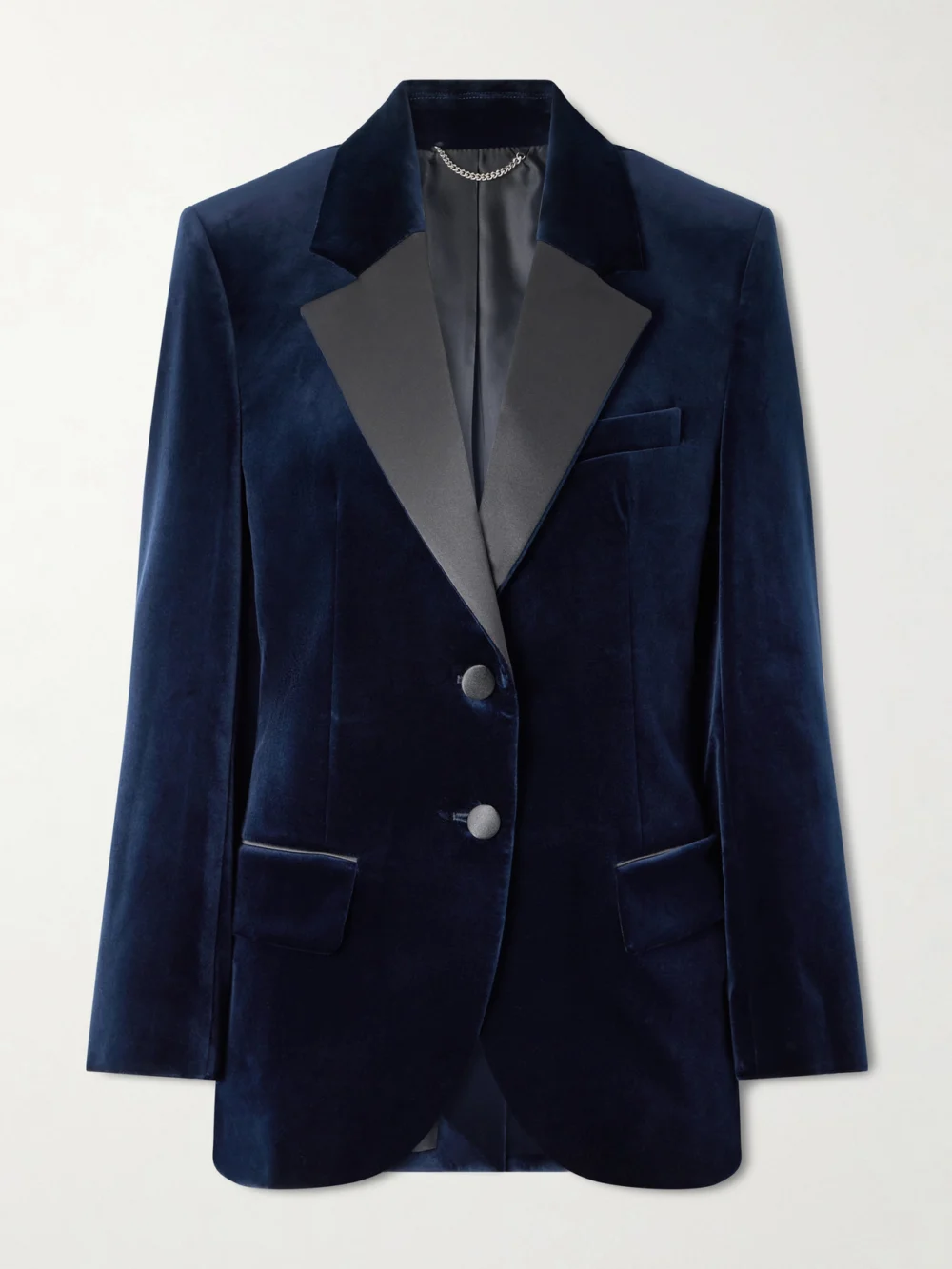 Victoria Beckham Satin-trimmed Velvet Blazer in navy
