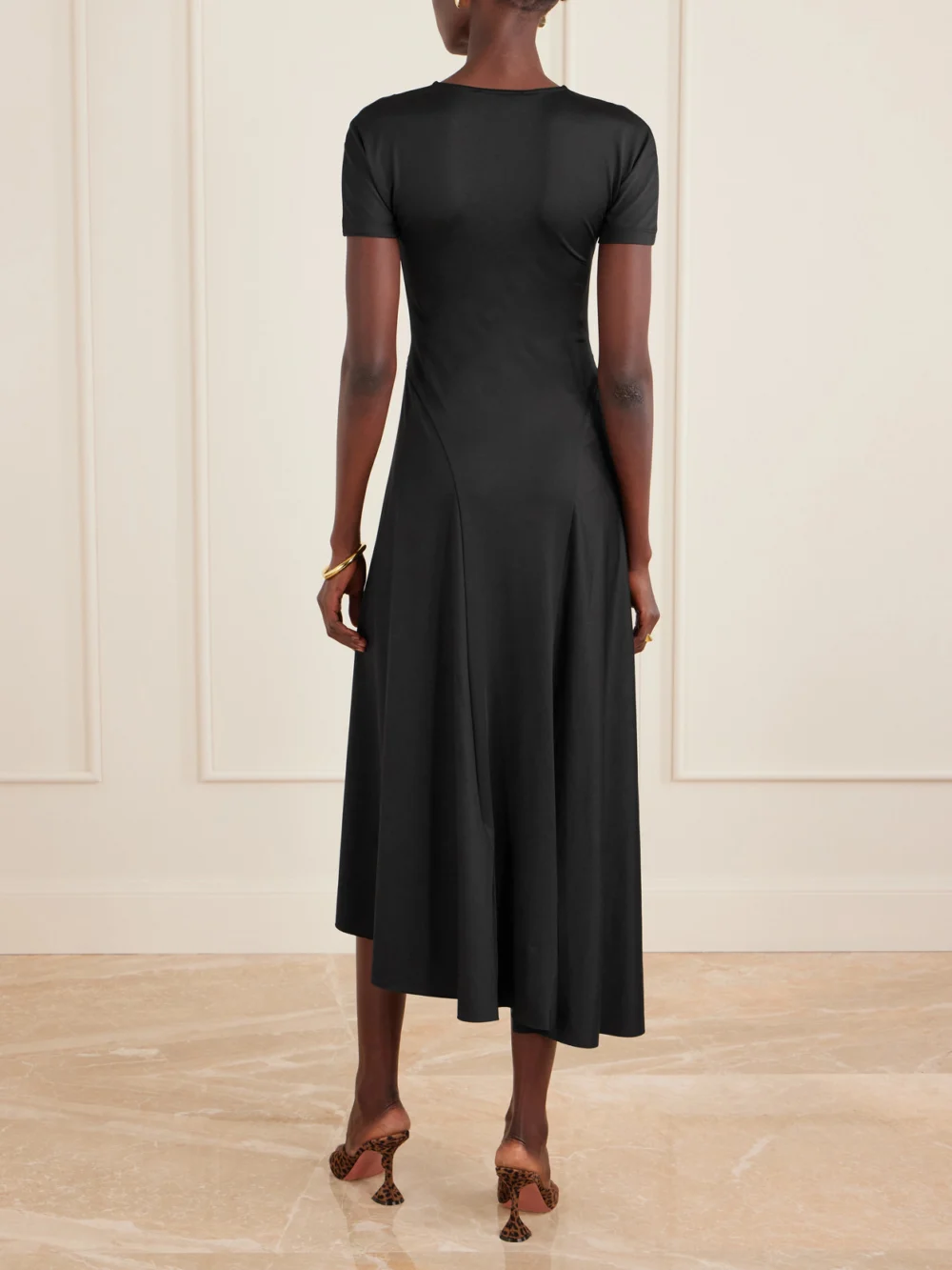 Back view of the Victoria Beckham Stretch-jersey Zip-up Midi Dress