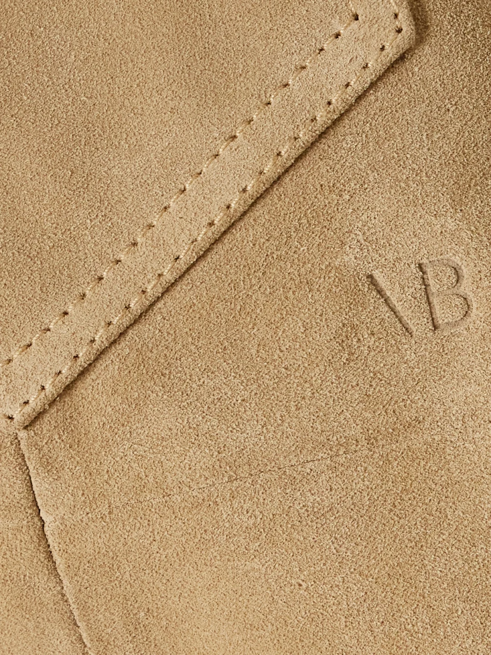 Close-up detail of the Victoria Beckham Suede Shirt