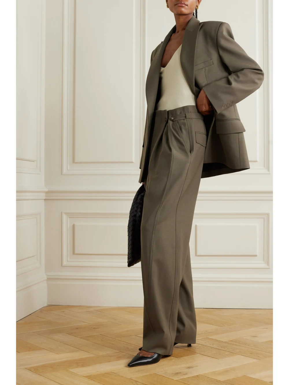 Victoria Beckham Twill Straight-leg Pants, worn by a model