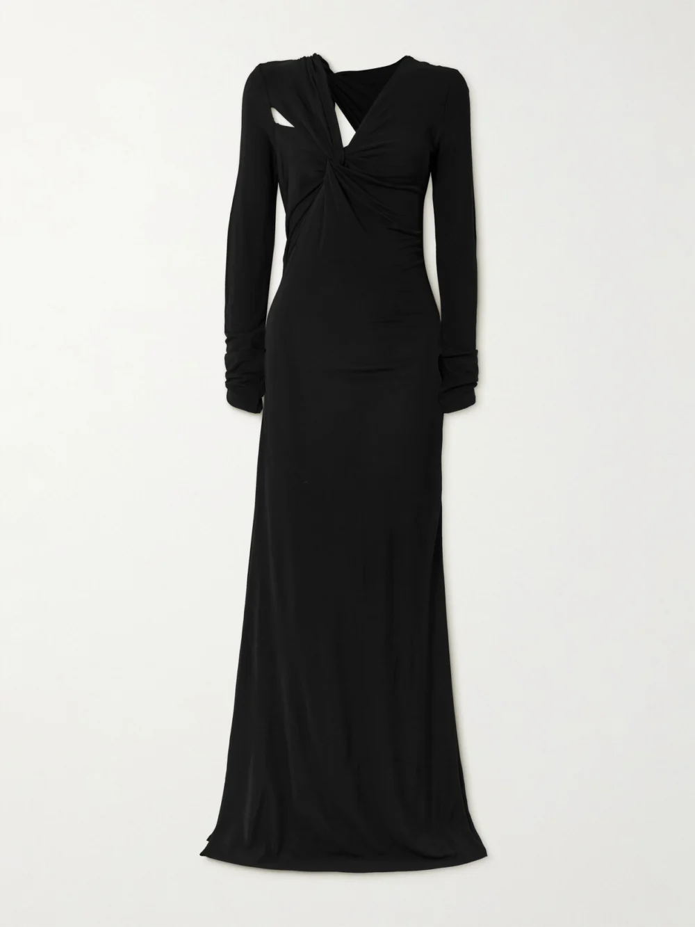 Victoria Beckham Twist-front Cutout Stretch-jersey Gown in black
