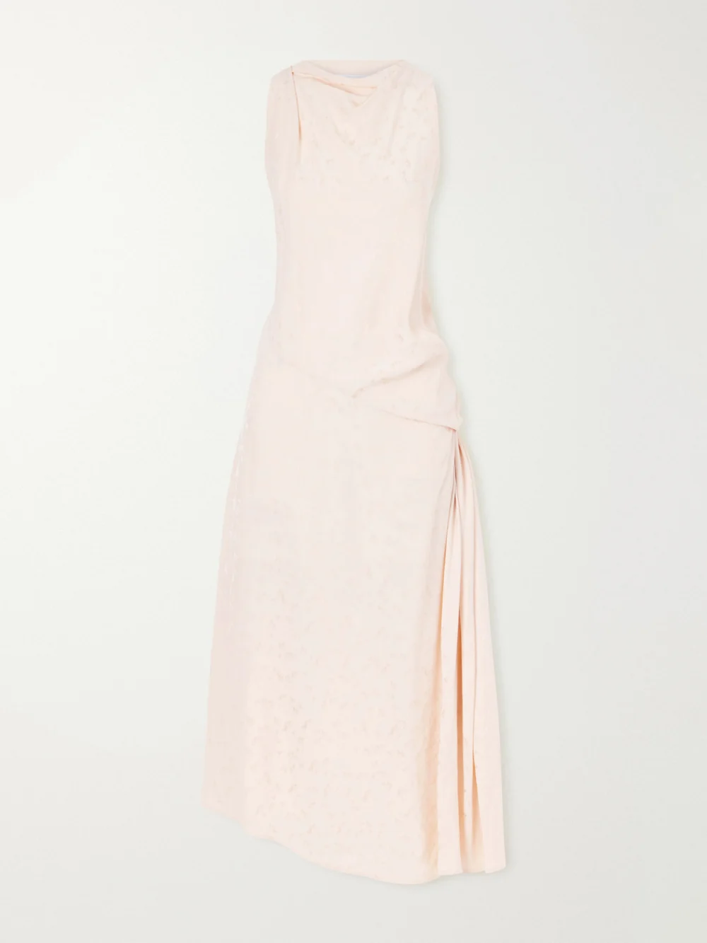 Victoria Beckham Twisted Floral-jacquard Silk Midi Dress in baby pink