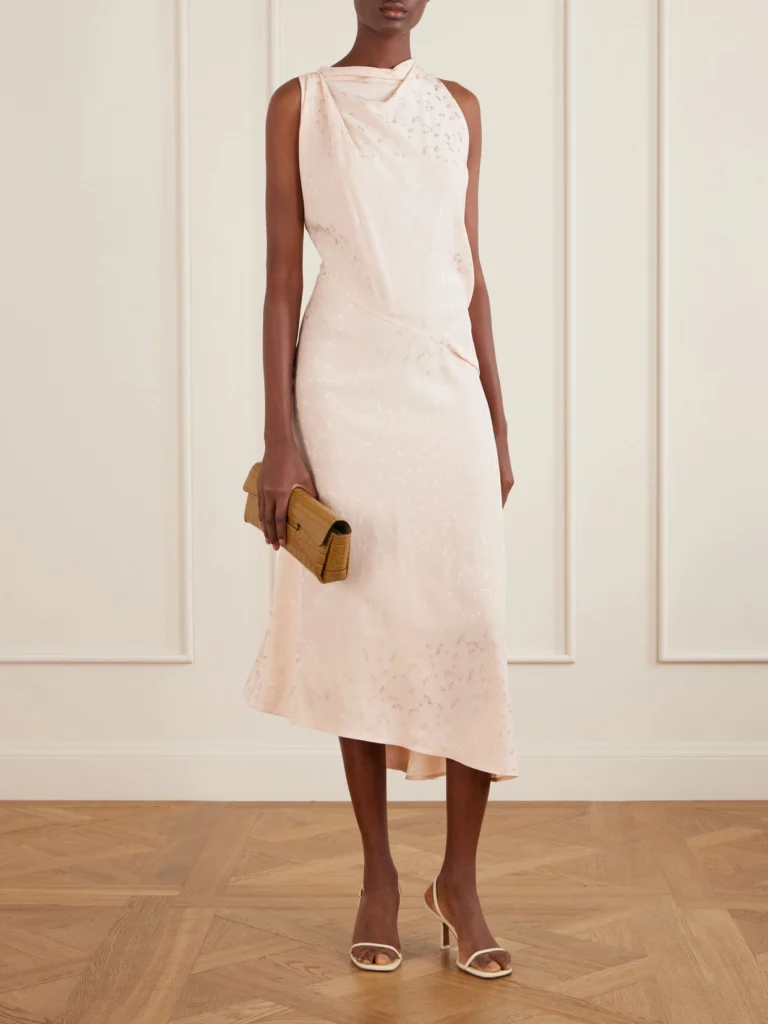 Victoria Beckham Twisted Floral-jacquard Silk Midi Dress