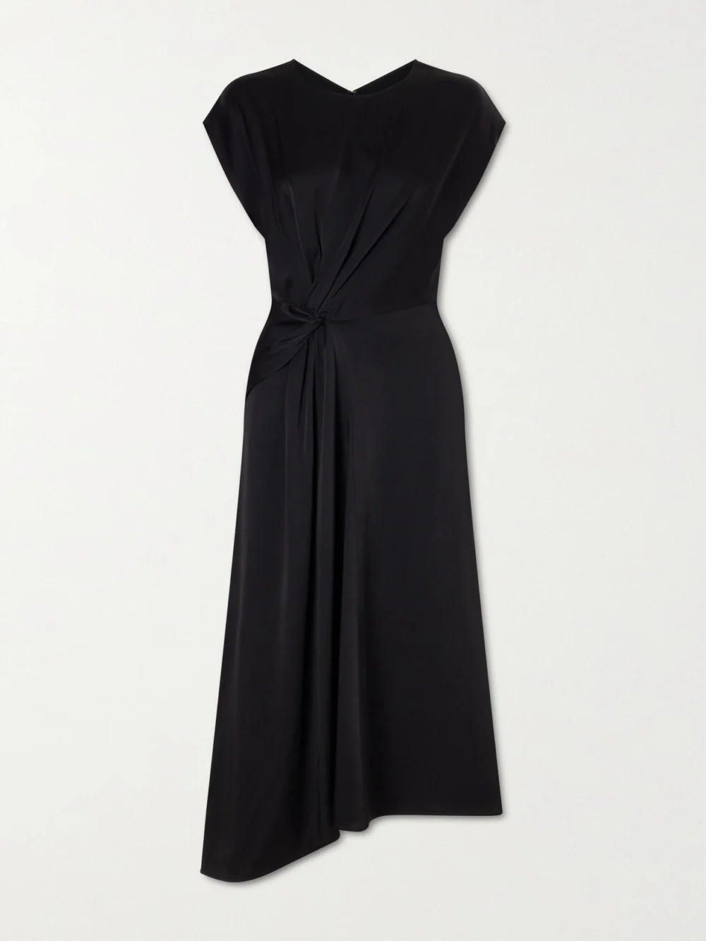 Victoria Beckham Twisted-front Satin Midi Dress in black
