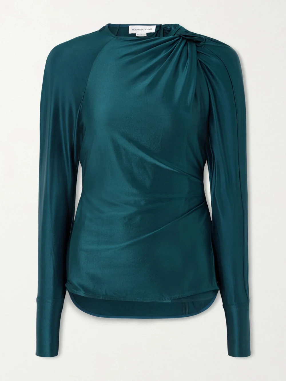 Victoria Beckham Twisted Satin Top in teal